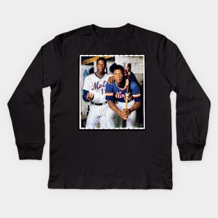 Dwight Gooden and Darry l Strawberry in New York Mets, 1983 Kids Long Sleeve T-Shirt